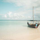 Cosmic navigation vessel on an exoplanet shoreline